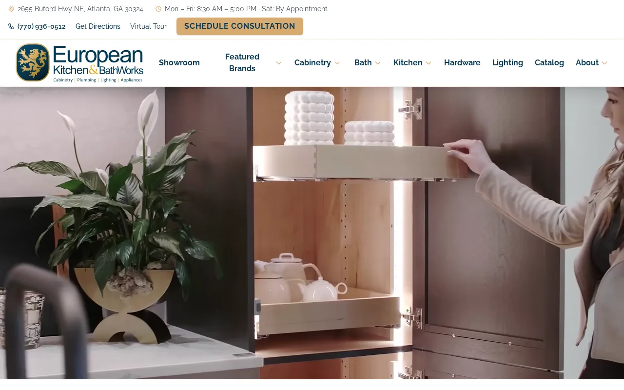 Screenshot of the European Kitchen & BathWorks website